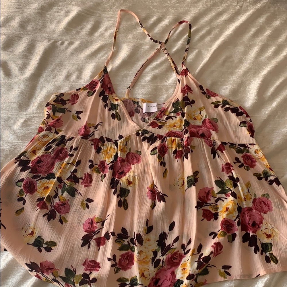 Pink nectar floral tank top